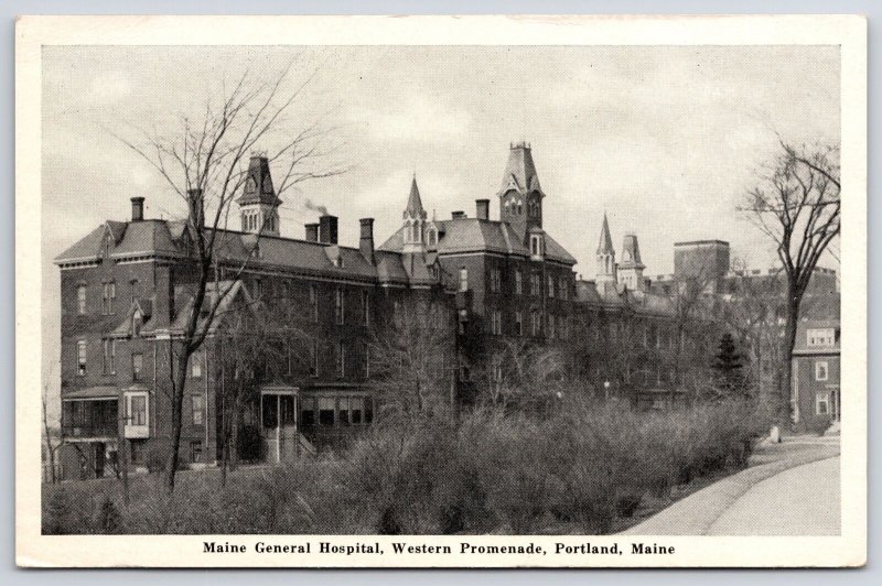 Maine General Hospital Western Promenade Portland Maine ME Building Postcard