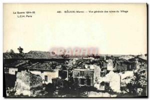 Old Postcard Army Souain Vue Generale Village Ruins