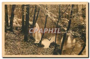 Old Postcard Strolling in the Vincennes forest Cascade Lake in autumn