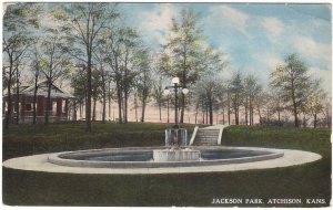 Jackson Park, Atchison, Kansas, Antique 1915 Postcard