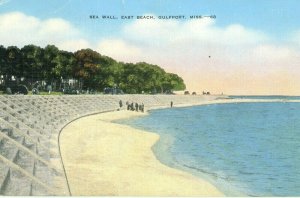 Postcard Early View of Sea Wall Beach, Gulfport, MS.         N7