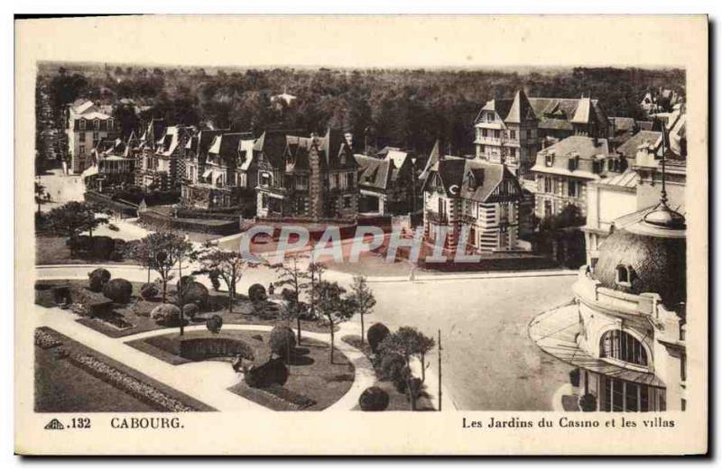 Old Postcard Cabourg Jardins du Casino and villas