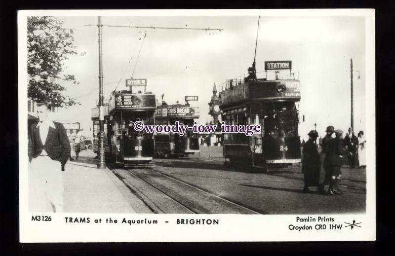 pp2400 - Sussex - Trams at the Aquarium, on Brighton Seafront - Pamlin postcard