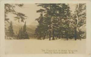White Mountains NH Winter Scene, Trees & Snow Majesty of King Winter RPPC
