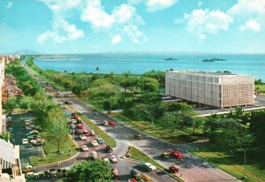 Vintage Postcard Roxas Boulevard & American Embassy Manila Philippines