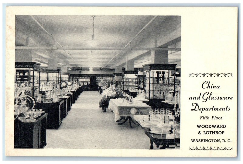 c1940's China & Glassware Departments Woodward & Lothrop Washington DC Postcard