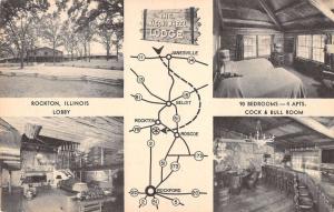 Rockton Illinois map guest room lobby The Wagon Wheel Lodge antique pc Z20729 