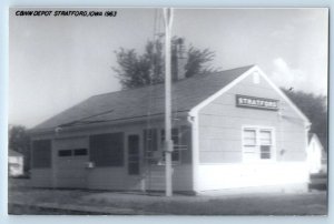 1963 C&NW Depot Stratford Iowa Railroad Train Depot Station RPPC Photo Postcard