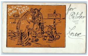 1905 Elephant Baggage Office Fixing Up My Trunk Baltimore Maryland MD Postcard