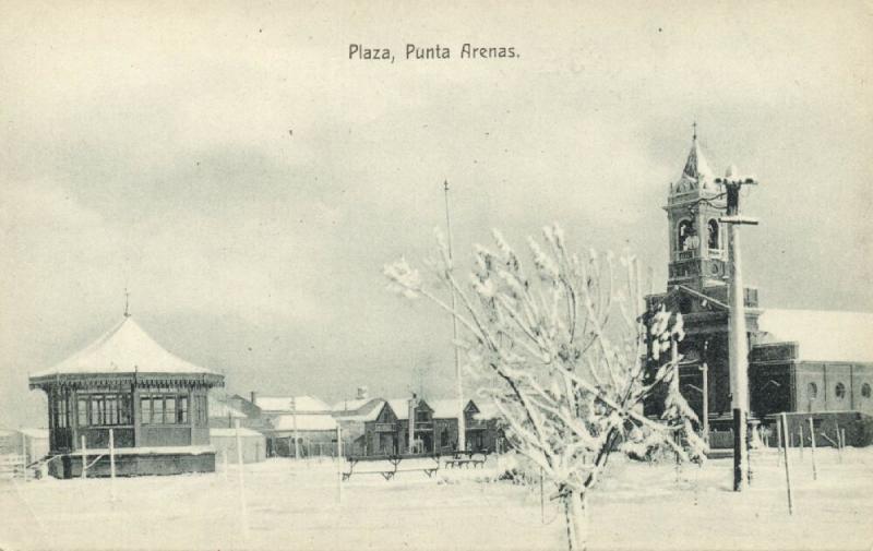 chile, PUNTA ARENAS, Magallanes, Plaza Muñoz Gamero with Church (1910s)