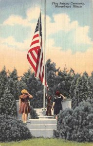 MOOSEHEART Illinois IL ~ FLAG RAISING CEREMONY~Girls Saluting  ca1940's Postcard