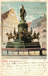 Vintage Postcard Leippzig Siegesdenkmal Historical Statue Leipzig Germany
