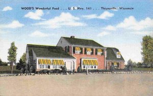 Woods Wonderful Food Restaurant US 141 Thiensville Wisconsin linen postcard