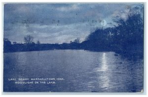 1909 Lake Dewey Moonlight Lake Marshalltown Iowa Posted Vintage Antique Postcard