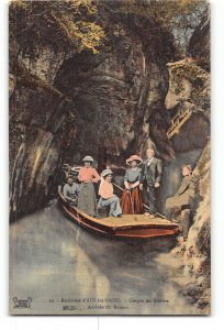 Aix-les-Bains France Postcard 1918 Gorges du Sierroz Group in Boat