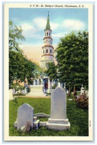 c1950's St. Phillip's Church Tomb Scene Charleston South Carolina SC Postcard