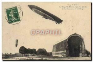 Old Postcard Jet Aviation Airship Zeppelin airship Chalons Camp Military Capt...