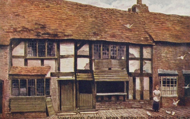 Warwickshire Postcard - Shakespeare's Cottage Before Restoration RS22783