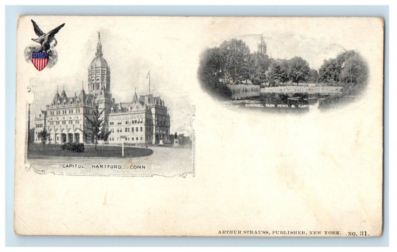 c1900s Bushnell Park and Capitol Hartford Connecticut CT PMC Postcard