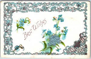VINTAGE POSTCARD BEST WISHES FLOWERED BORDER MAILED ECKFORD MICHIGAN RARE TOWN