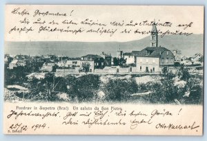 Split-Dalmatia Croatia Postcard Greetings from Supetar (Brać) 1904 Antique