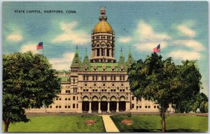 VINTAGE POSTCARD THE STATE CAPITOL BUILDING AT HARTFORD CONNECTICUT J1238