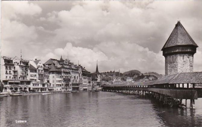 Switzerland Luzern Kapellbruecke 1953 Photo