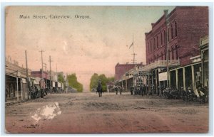 LAKEVIEW, OR ~ Hand Colored Dirt STREET SCENE 1911 Lake County Postcard