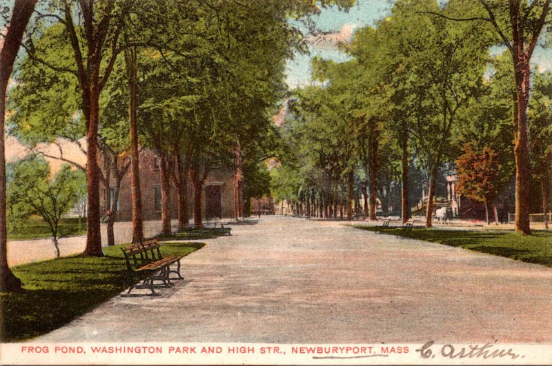 Massachusetts Newburyport Frog Pond Washington Park and High Street 1906