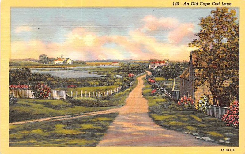 An Old Cape Cod Lane King's Highway on the north side of Cape Cod at Yarmouth...