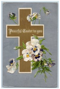 Menominee Michigan MI Postcard Easter Holly Cross Flower Winsch Back Embossed