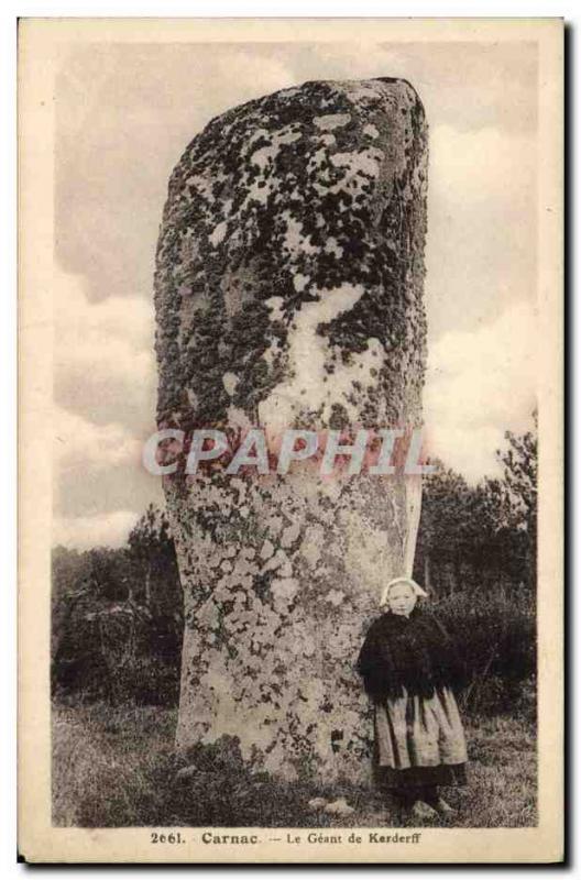 Old Postcard Dolmen Menhir Carnac The giant of Kerderff