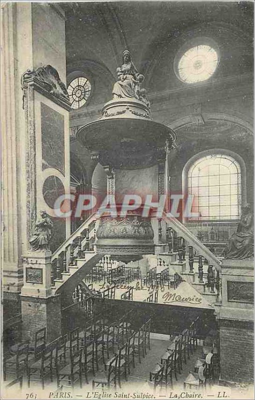 Postcard The Old Paris Saint Sulpice Church The Chair