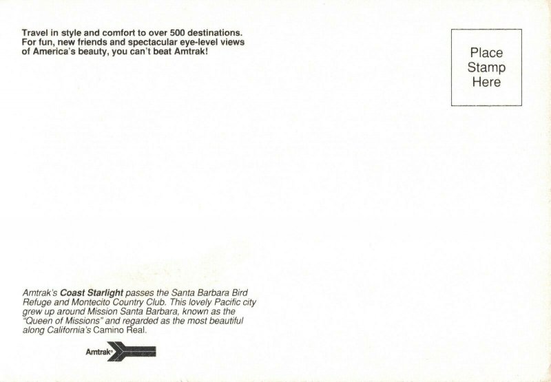 Amtrak's Coast Starlight Passenger Train Continental Postcard 10C1-195 