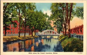 Mills Along the Canal, Lewiston ME Vintage Postcard J63