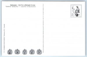 2 Repro Postcards HALLOWEEN Witch, Jack O'Lantern, Devils, Black Cat 4x6 ~2001