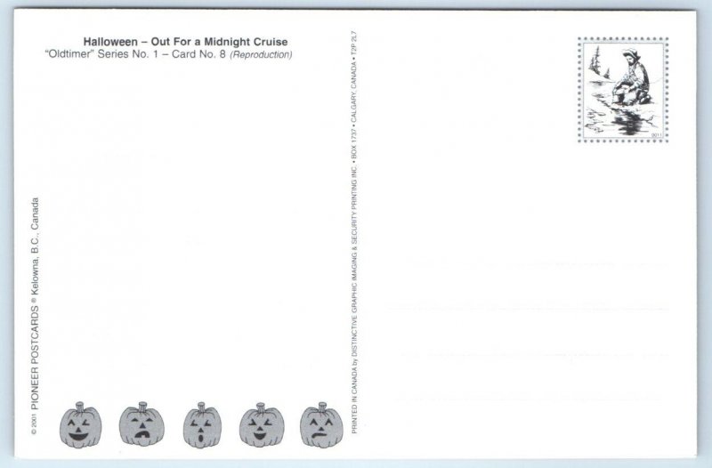 2 Repro Postcards HALLOWEEN Witch, Jack O'Lantern, Devils, Black Cat 4x6 ~2001