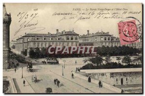 Old Postcard Paris Le Parvis Notre Dame and The Hotel Dieu