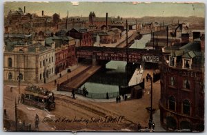 General View Looking South Cardiff Wales Aerial View Canal Buildings Postcard