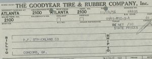 1956 Goodyear Tire & Rubber Company, Inc Piedmont Rd Atlanta GA Invoice 418