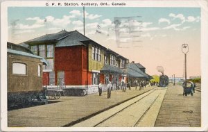 CPR Station Sudbury Canada Railway Train Station c1926 Postcard H54