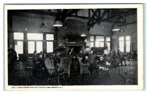 CAMP MERRIT, New Jersey NJ ~ Living Room Interior HOSTESS HOUSE WWI Era Postcard