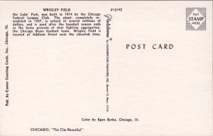 Wrigley Field Chicago IL Illinois Baseball Unused Vintage Cameo Postcard E24