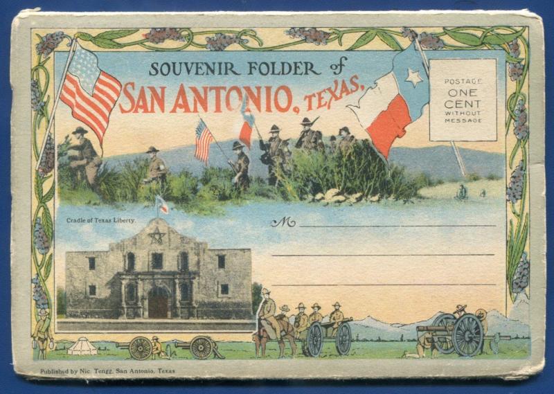 San Antonio Texas Alamo postcard travel folder foldout 1920s