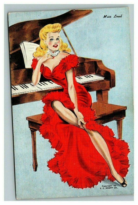 Vintage 1940's Postcard - Beautiful Blonde Woman in Red Dress Poses at The Piano | Other / Unsorted, Postcard / HipPostcard Vintage 1940's Postcard - Beautiful Blonde Woman in Red Dress Poses at The Piano | Other / Unsorted, Postcard / HipPostcard