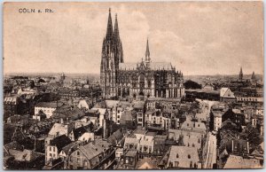 VINTAGE POSTCARD BIRD'S EYE VIEW OF COLOGNE CATHEDRAL GERMANY POSTED 1910s