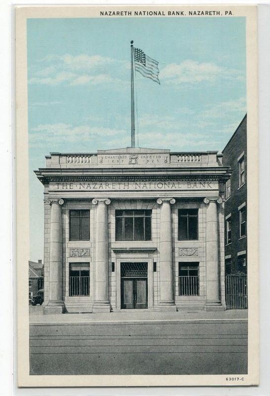 Nazareth National Bank Pennsylvania 1920s postcard