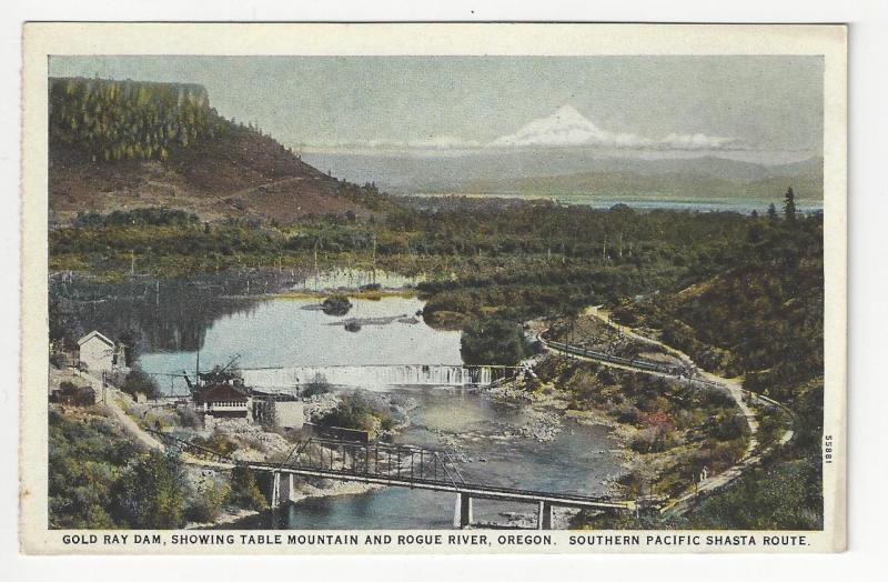 Vintage USA Postcard - Gold Ray Dam, Oregon -Southern Pacific Train Route (AH90)