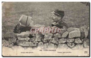 Postcard Old Types Creusois Military Woman