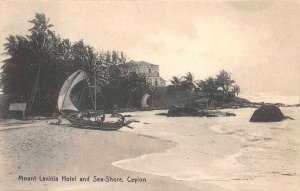 MOUNT LAVINLA HOTEL AND SEA-SHORE CEYLON CHINA JUNK SHIP POSTCARD (c. 1907)